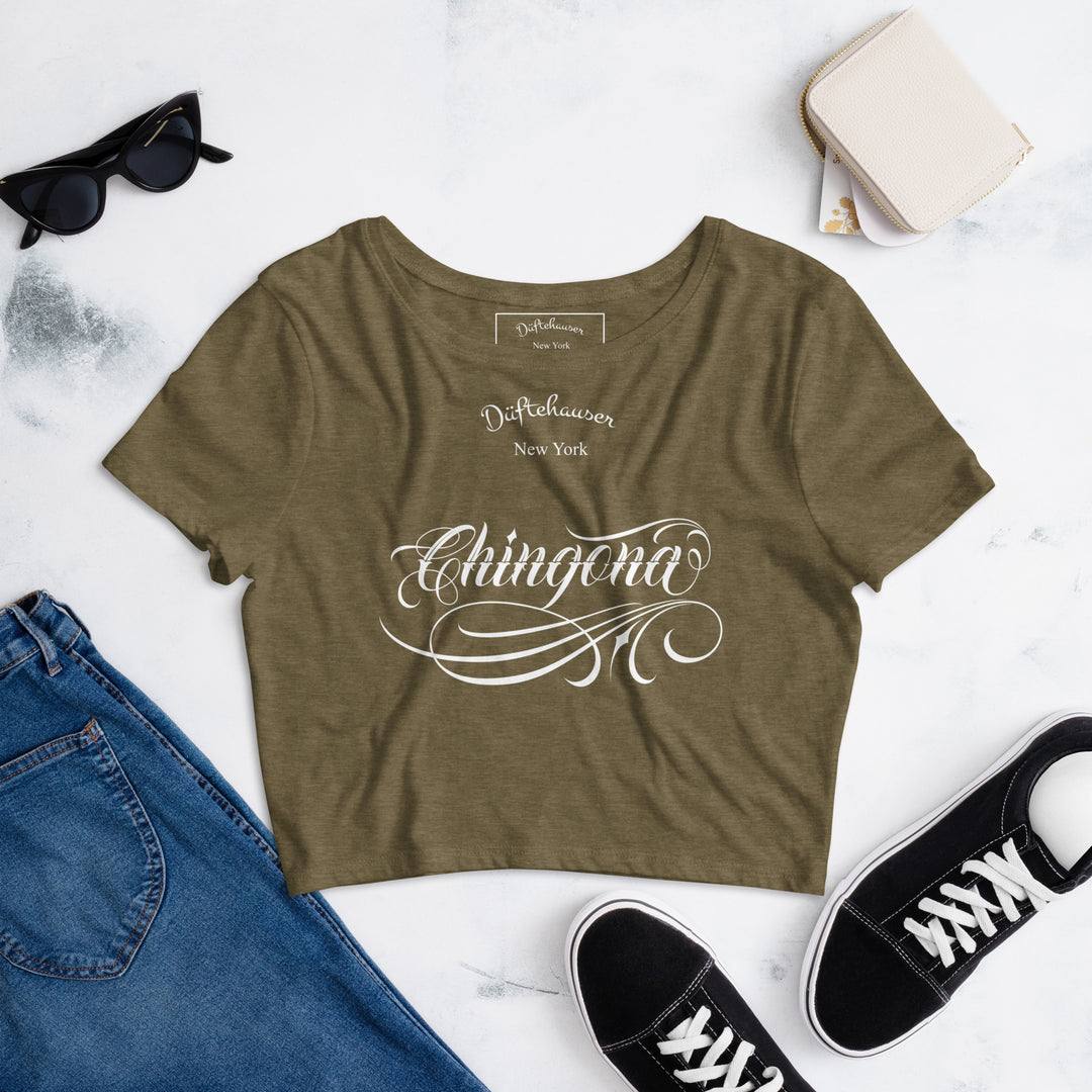 DHW Chingona Black Crop Top